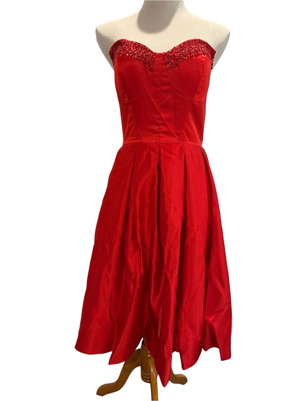 Strapless Red Fit-and-Flare Dress